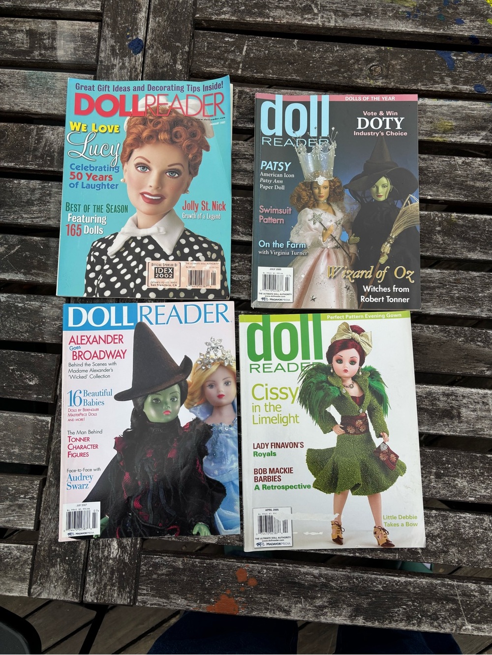 Bundle of 4 Doll Reader magazines - 2002-2007 - Wicked, Lucille Ball, Bob Mackie